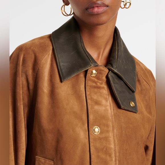 NILI LOTAN Kedem Leather Trimmed Suede Brown Jacket L - Picture 5 of 16